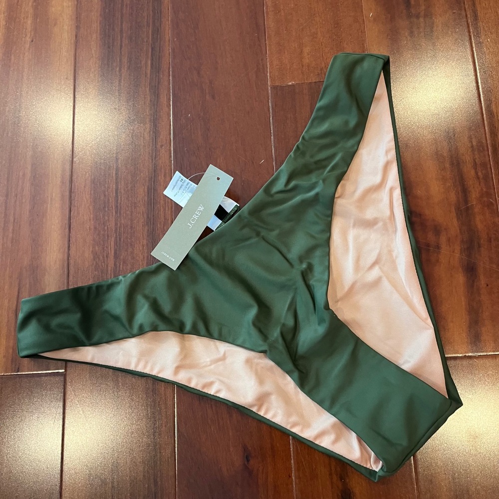 J.Crew Green Bikini Bottom Swim Olive Safari Solid BC125 New Size Medium - Picture 1 of 4